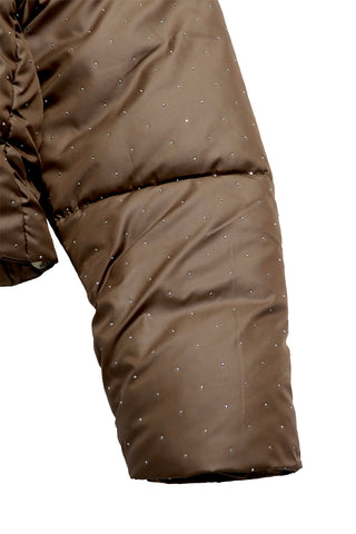High Neck Rhinestone Puffer Jacket