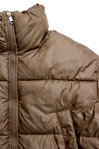 High Neck Rhinestone Puffer Jacket