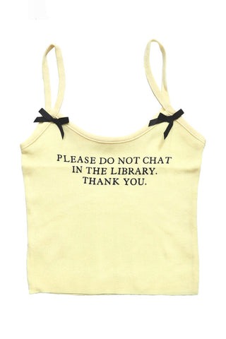 Library Text bow Crop Top