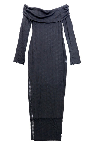 sheer lace off shoulder maxi dress
