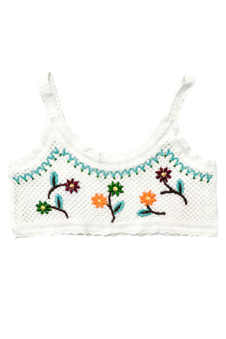 Flower Embroidery Crochet Bra Top