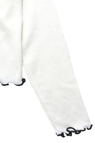 Butterfly Embroidery Lettuce Hem Crop Cardigan