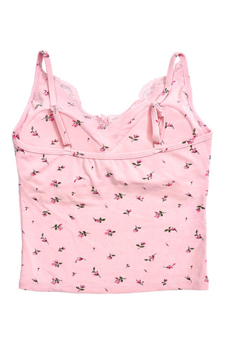 Floral Lace Trim Padded V-Neck Crop Camisole