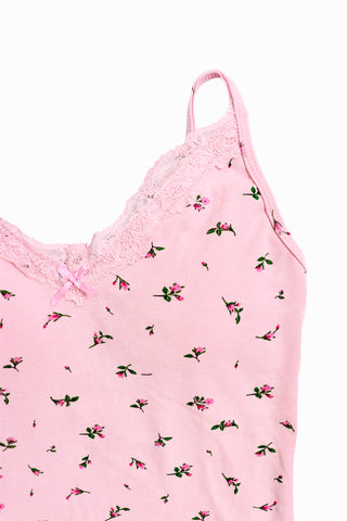 Floral Lace Trim Padded V-Neck Crop Camisole