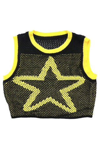Star Motif Crochet Crop Tank Top
